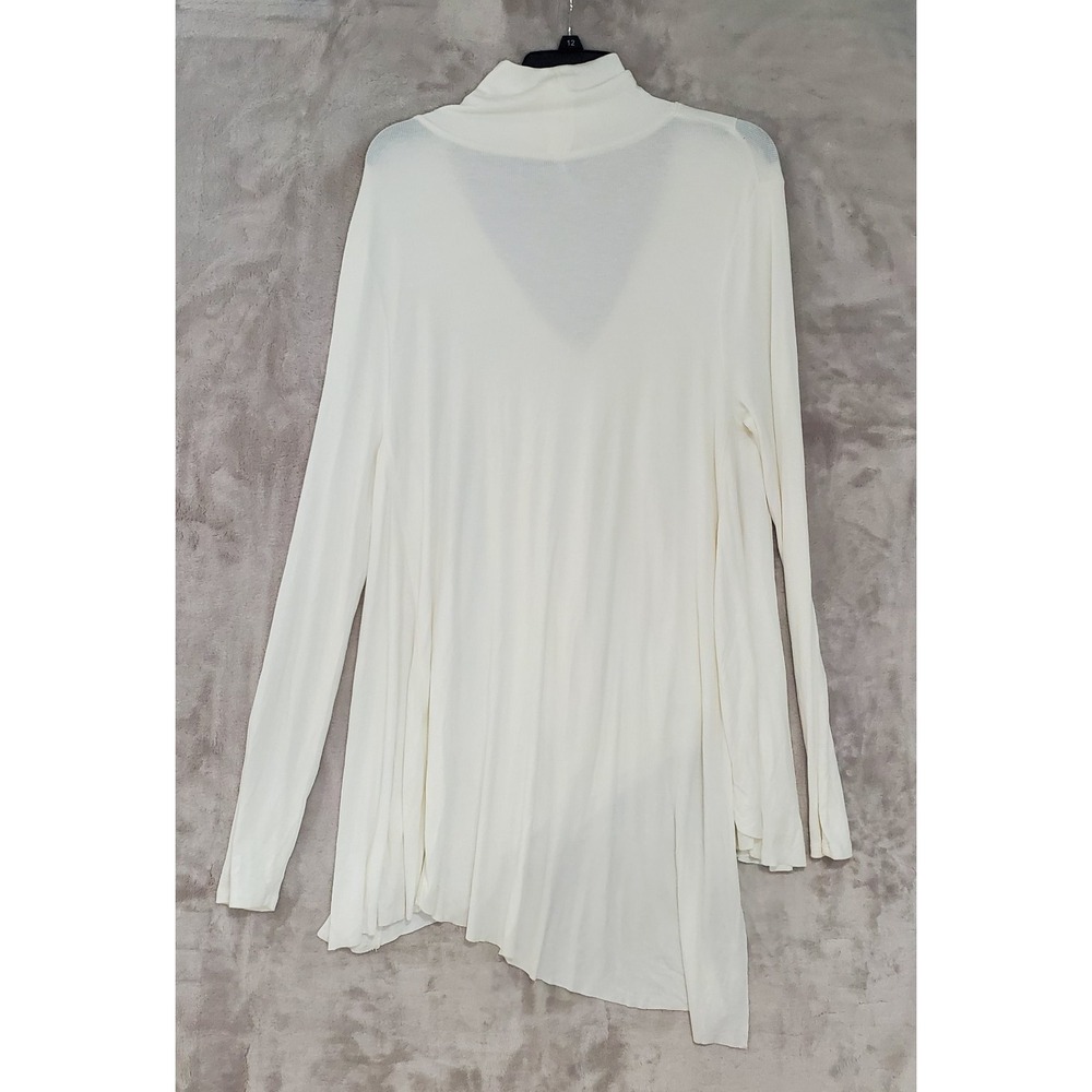 Free People Top Uptown Turtleneck Womens M Asymmetrical Top Ribbed Cutout Cream - Picture 4 of 7